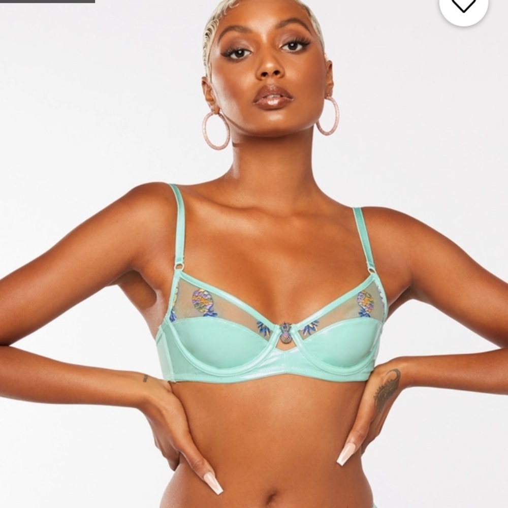 Tutti Fruity Embroidered Tulle and Vinyl Bra